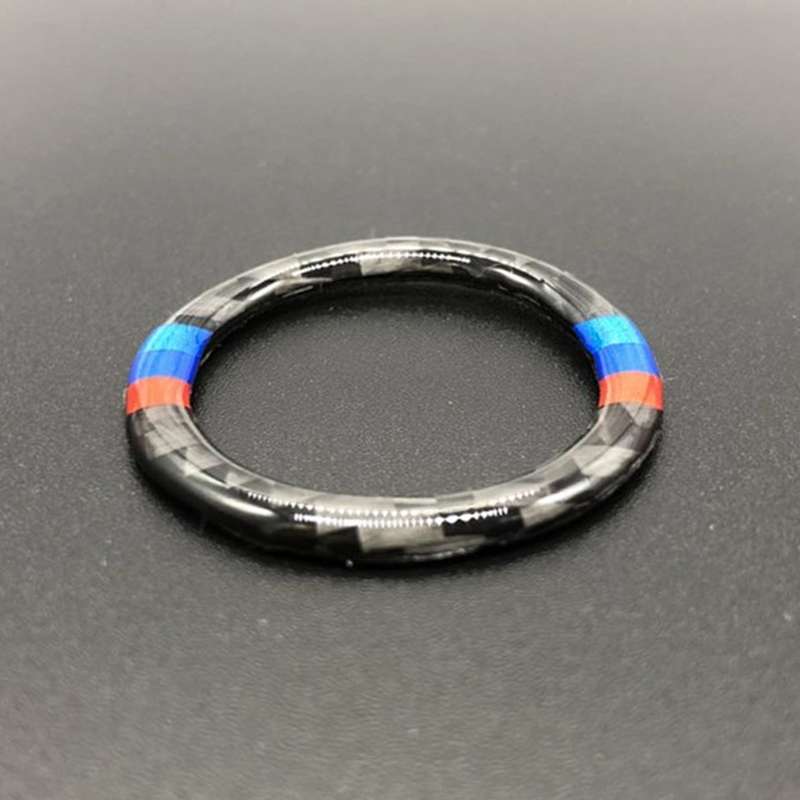 Car Carbon Fiber Soft Panel Engine Start Key Push Button Ring Trim Decorative Sticker for BMW E90 /