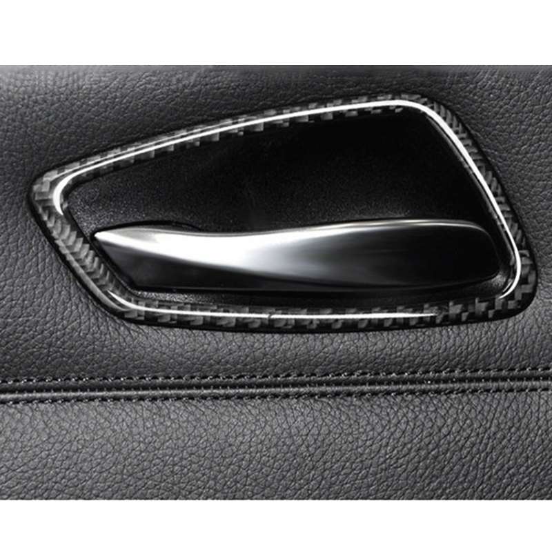 4 PCS Car Door Inner Handle Solid Color Carbon Fiber Decorative Sticker for BMW E90 / E92 / E93 2005