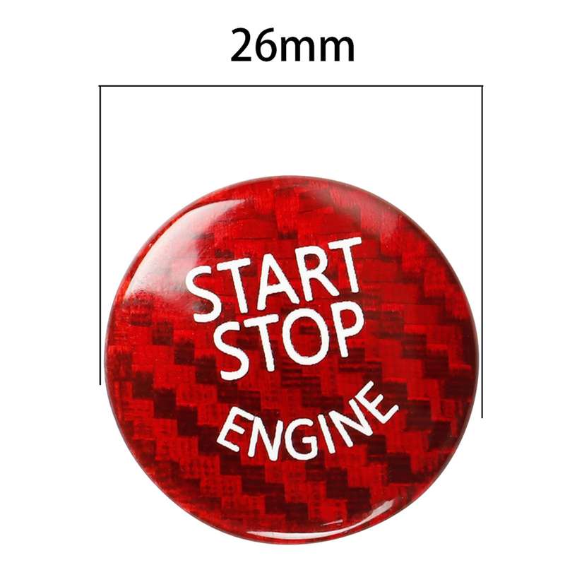 Car Carbon Fiber Engine Start Button Decoration Cover Trim for BMW E Chassis(Red)