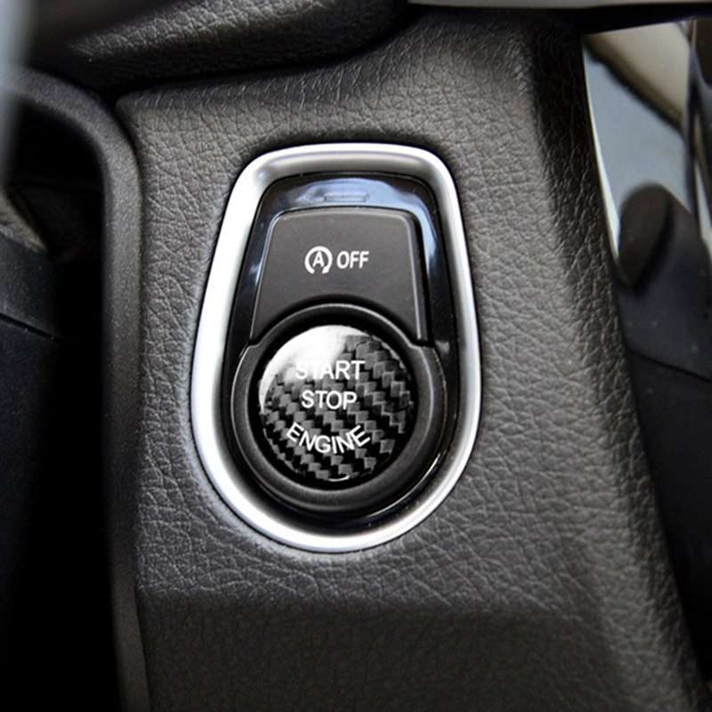 Car Carbon Fiber Engine Start Button Decoration Cover Trim for BMW E Chassis(Red)