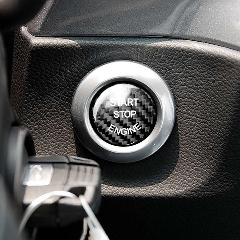 Car Carbon Fiber Engine Start Button Decoration Cover Trim for BMW E Chassis(Red)