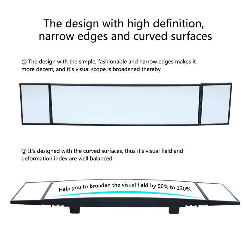 SHUNWEI Large Car Three-Fold Curve Surface Rear View Mirror Reverse Wide Angle Adjustable Angle Auxi