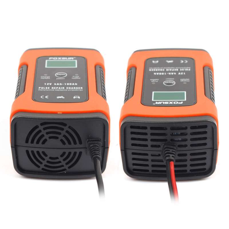FOXSUR 12V 6A Intelligent Universal Battery Charger for Car Motorcycle, Length: 55cm, EU Plug(Red)