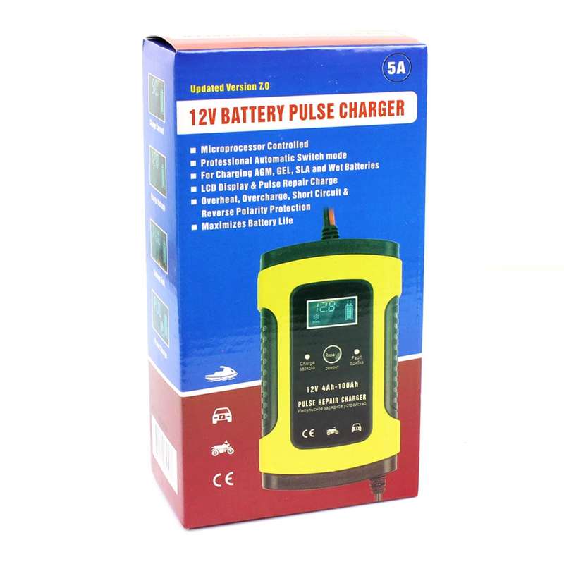 12V 6A Intelligent Universal Battery Charger for Car Motorcycle, Length: 55cm, UK Plug(Red)