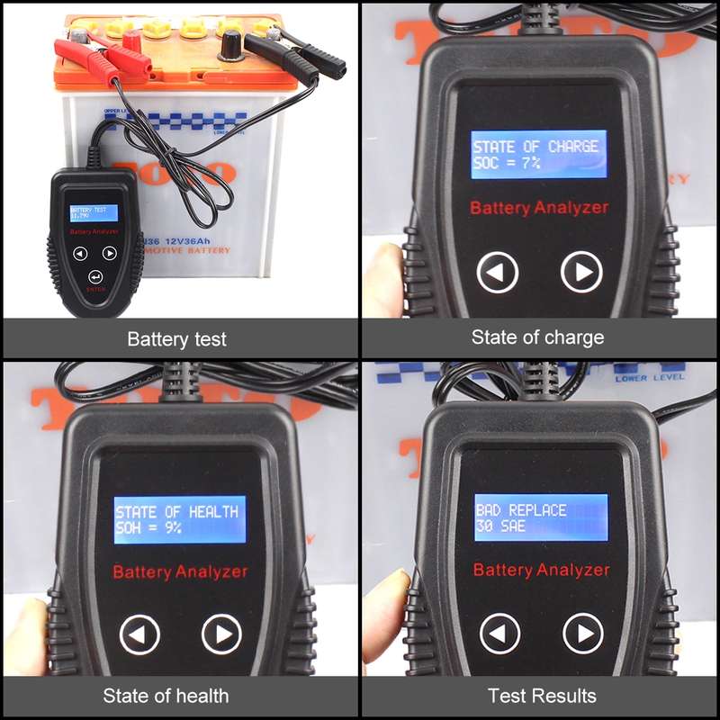 12V Car Battery Tester LCD Battery Analyzer Car Charge Diagnostic Tool (Black)