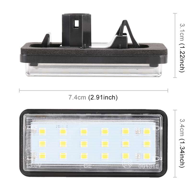 2 PCS DC12V / 1.5W/ 6000K / 100LM Car LED License Plate Light 18LEDs SMD-3528 Lamps for Lexus(White