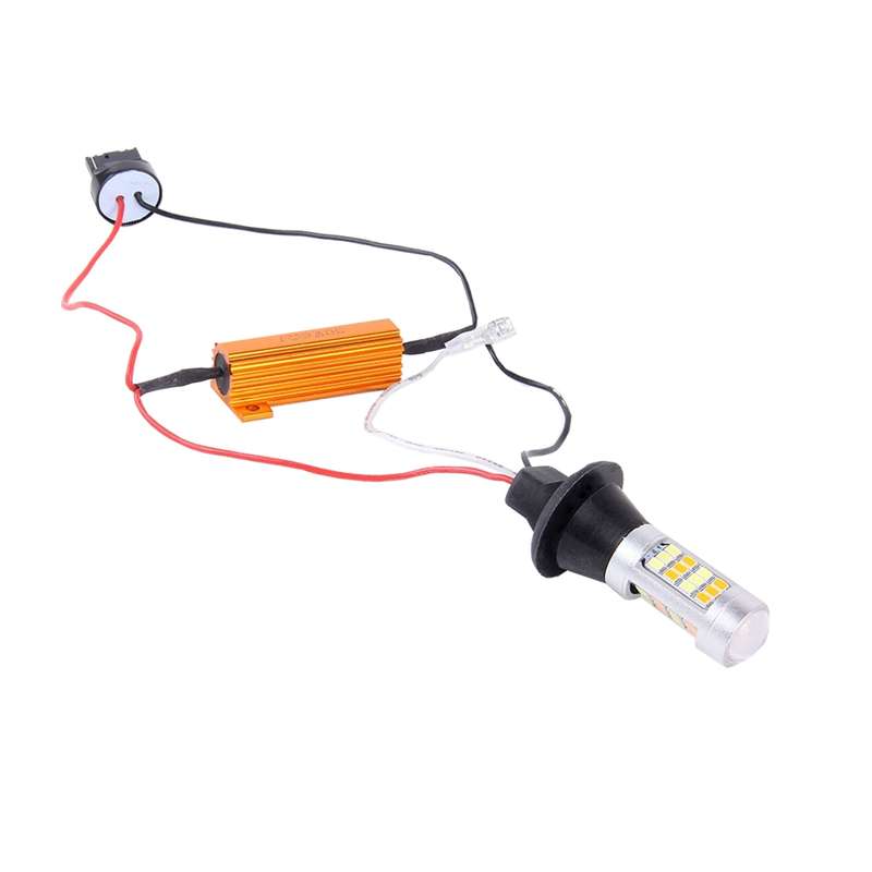2 PCS T20/7440 10W 1000 LM 6000K White + Yellow Light DRL&Turn Light with 42 SMD-2835-LED Lamp...
