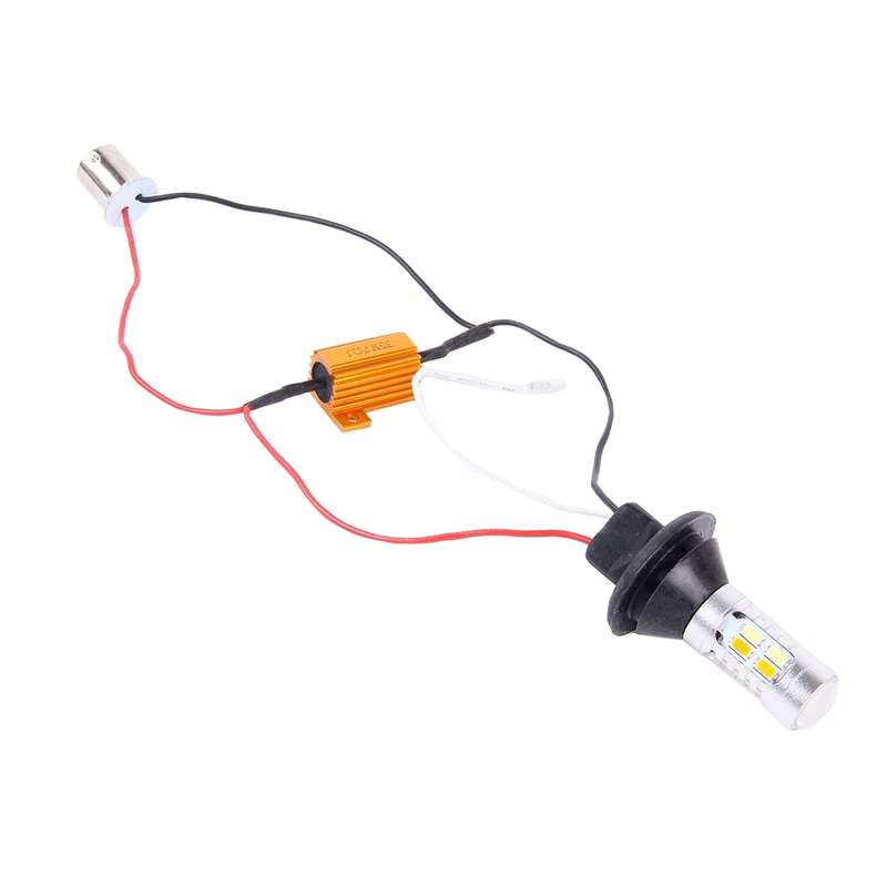 2 PCS 1156/BA15S/BAU15S 10W 1000LM 6000K White + Yellow Light DRL&Turn Light with 20 SMD-5730-LED La