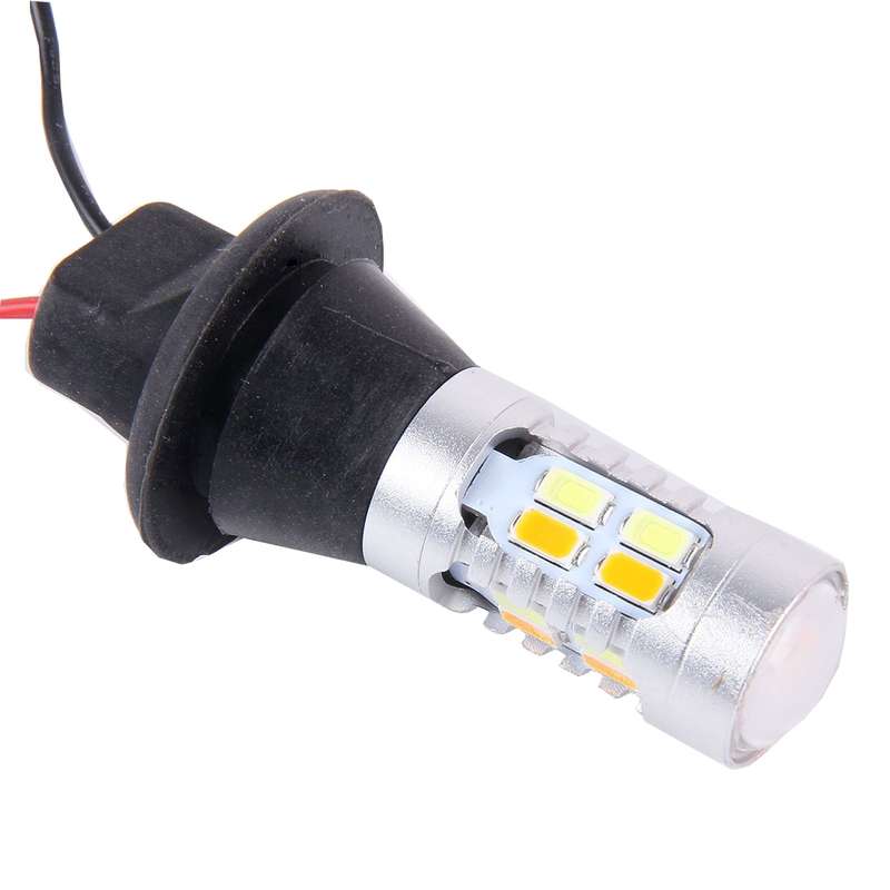 2 PCS T20/7440 10W 1000LM 6000K White + Yellow Light DRL&Turn Light with 20 SMD-5730-LED Lamps...