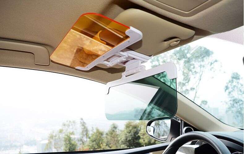 2 in 1 HD Car Anti-Glare Dazzling Day Night Vision Driving Mirror Sun Visors