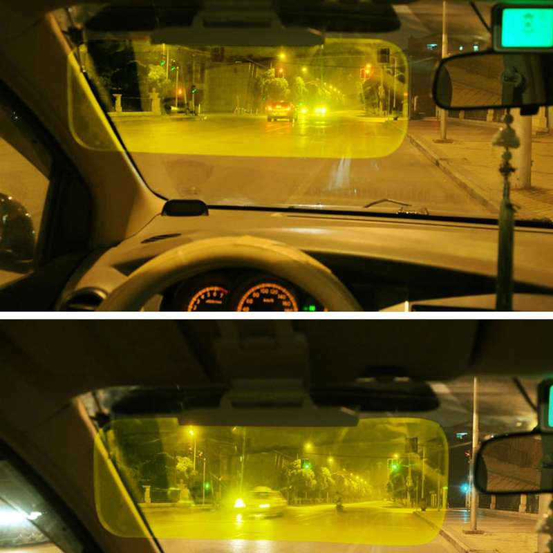 2 in 1 HD Car Anti-Glare Dazzling Day Night Vision Driving Mirror Sun Visors