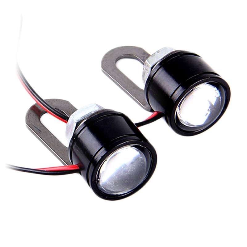 2 PCS 12V 3W White Light Eagle Eyes LED Strobe Light For Motorcycle Wire Length: 90cm