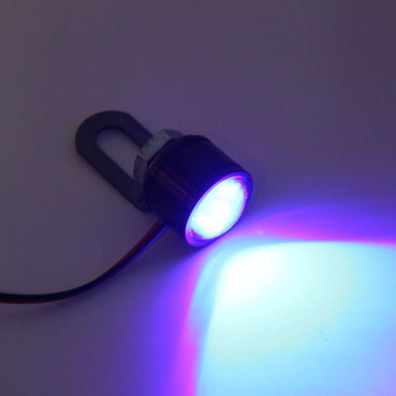 2 PCS 12V 3W Blue Light Eagle Eyes LED Strobe Light For Motorcycle Wire Length: 90cm