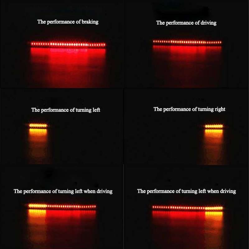 5W 12V 300LM Red+Yellow Light 32 LED Brake lights For Motorcycle, Cable Length:50cm