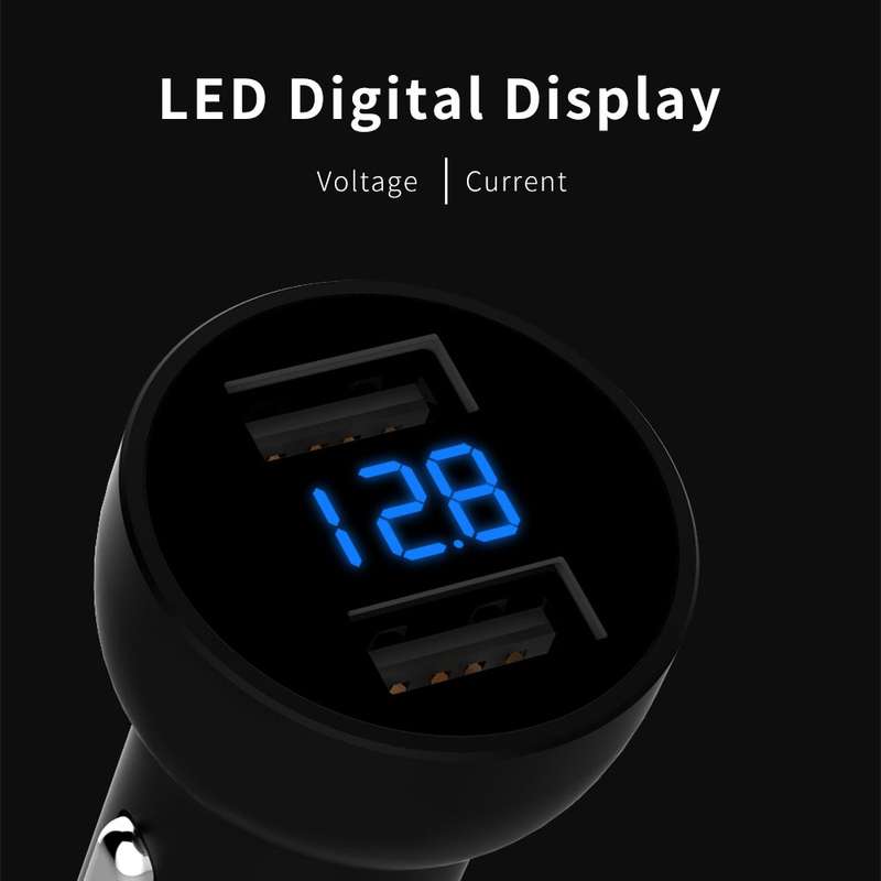 Mcdodo CC-3871 2-Ports USB LED Smart Digital Display Car Charger, For iPhone, iPad, Samsung, HTC, So