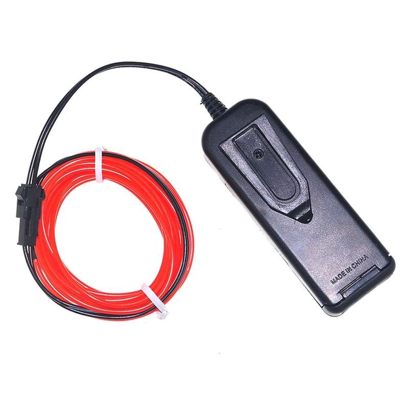 YouOKLight Neon EL Cold Round Flexible Strip Light with 3V Battery Box for Dance Party Car Decoratio