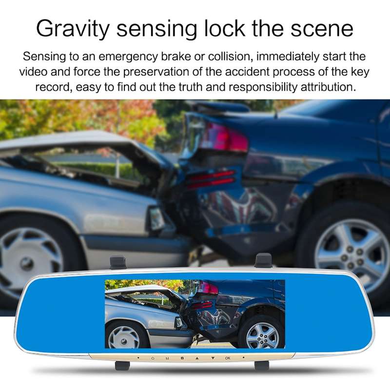 V100 7 inch LCD Touch Screen Rear View Mirror Car Recorder with Separate Camera, 170 Degree Wide Ang