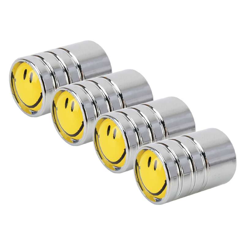 4 PCS Smile Pattern Gas Cap Mouthpiece Cover Gas Cap Tire Cap Car Motor Bicycle Tire Valve Caps