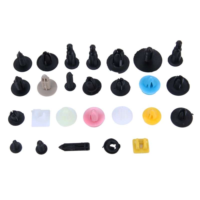 100 PCS Hole Plastic Rivets Fastener Push Clips(Black)