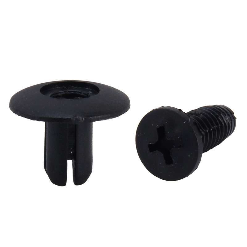 100 PCS Hole Plastic Rivets Fastener Push Clips(Black)