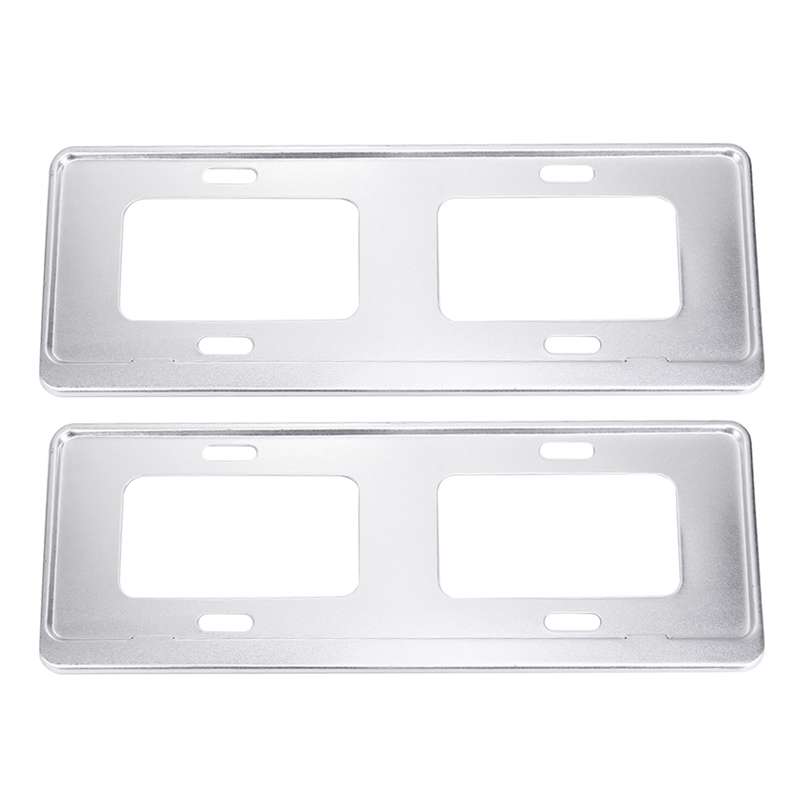 2 PCS Car License Plate Magnesium Alloy Bracket Frame Holder Stand Mount(Silver)