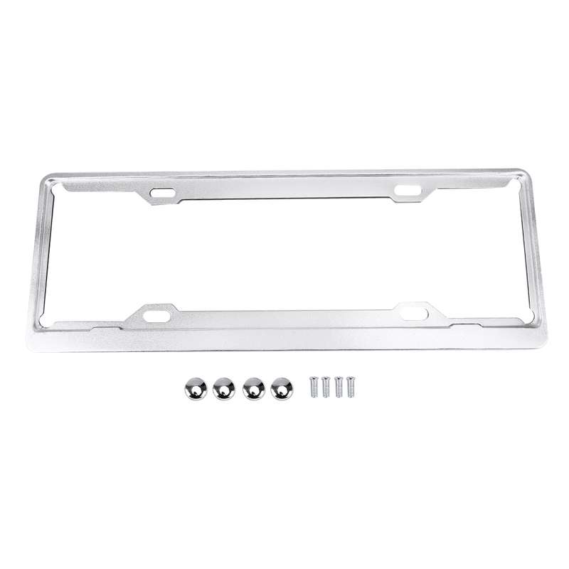 2 PCS Car License Plate Aerospace Aluminum Bracket Frame Holder Stand Mount, Size: 440mm x 140mm(Sil