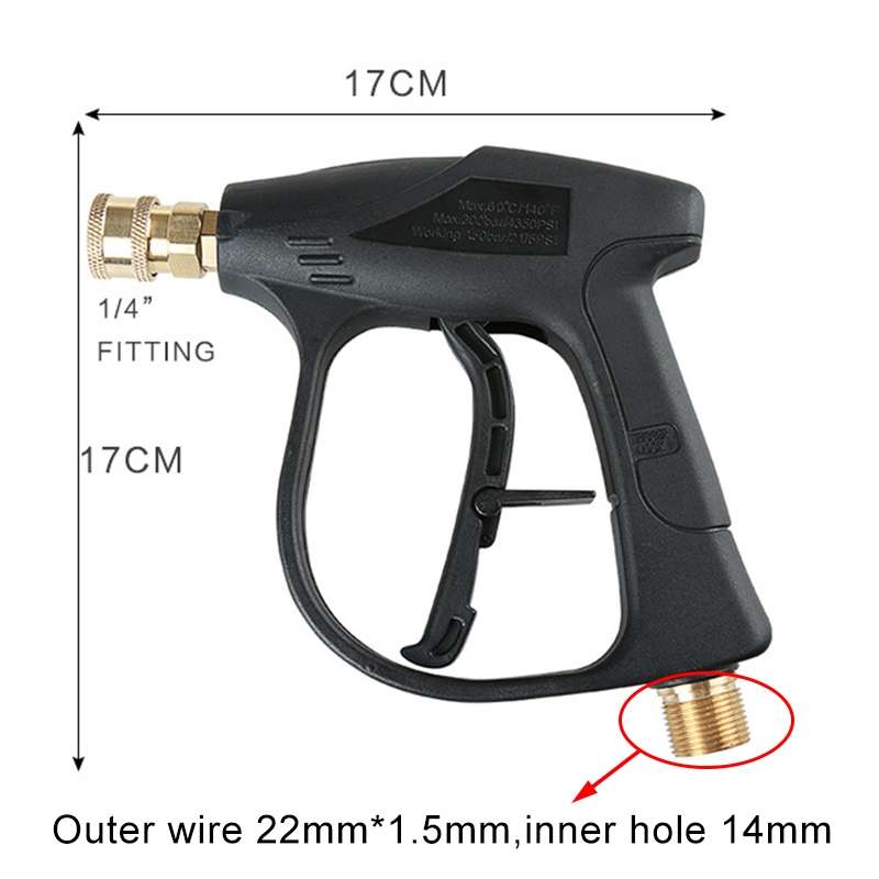High Pressure Car Wash Foam Gun Soap Foamer Generator Water Sprayer Gun, Outer Wire: 18 x 1.5