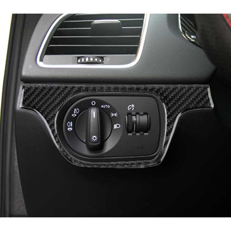 Carbon Fibre Car Headlight Switch Decorative Sticker for Audi Q3 2013-2018