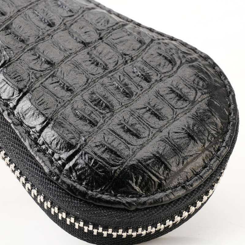 Universal Leather Crocodile Texture Waist Hanging Zipper Wallets Key Holder Bag (No Include Key)(Bla