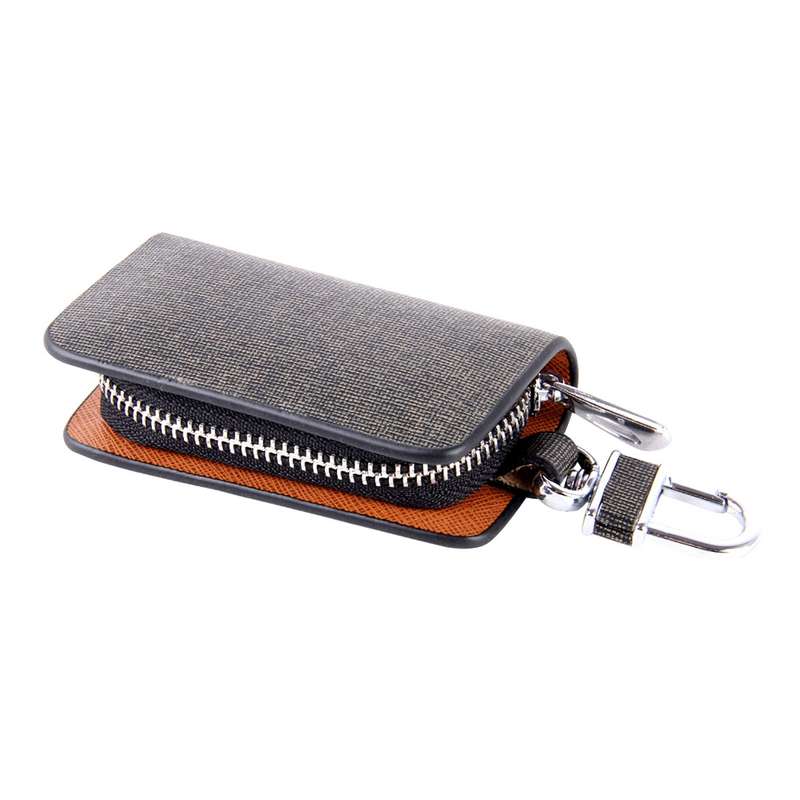 Universal Leather Knead Skin Texture Waist Hanging Zipper Wallets Key Holder Bag (No Include Key)(Bl