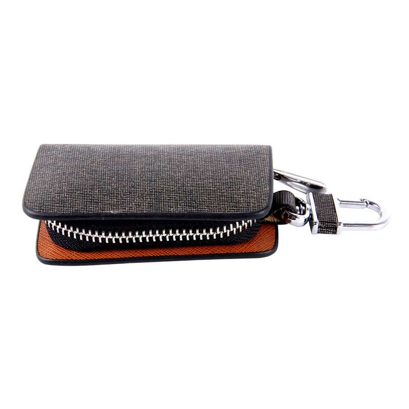 Universal Leather Knead Skin Texture Waist Hanging Zipper Wallets Key Holder Bag (No Include Key)(Bl