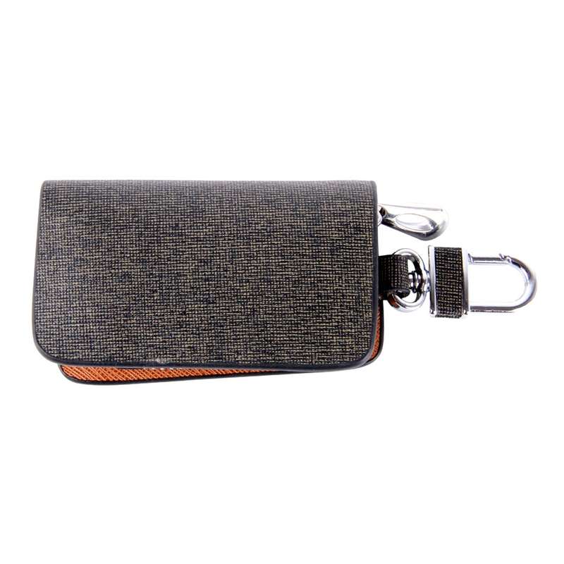 Universal Leather Knead Skin Texture Waist Hanging Zipper Wallets Key Holder Bag (No Include Key)(Bl