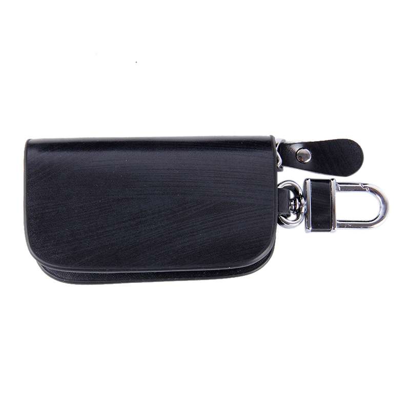 Universal Leather Wood Grain Texture Waist Hanging Zipper Wallets Key Holder Bag (No Include Key)(Bl