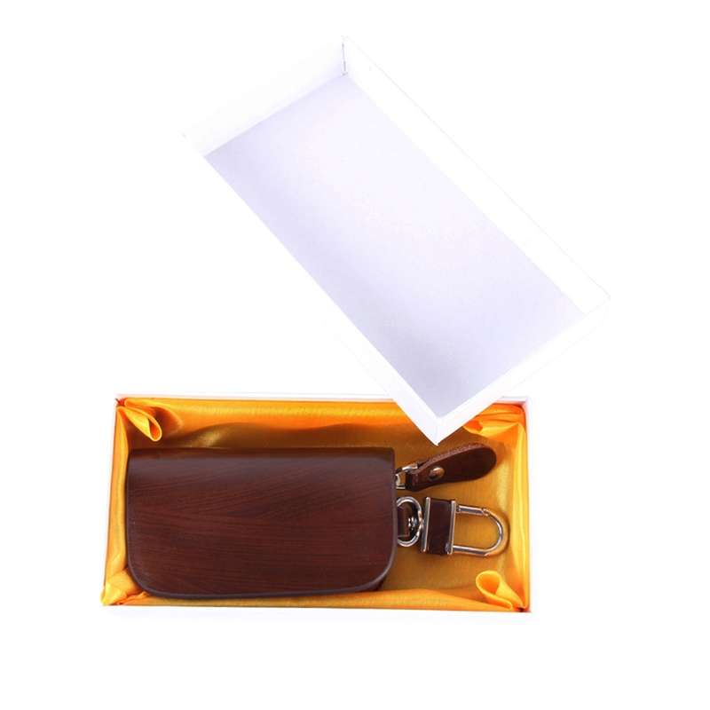 Universal Leather Wood Grain Texture Waist Hanging Zipper Wallets Key Holder Bag (No Include Key)(Bl