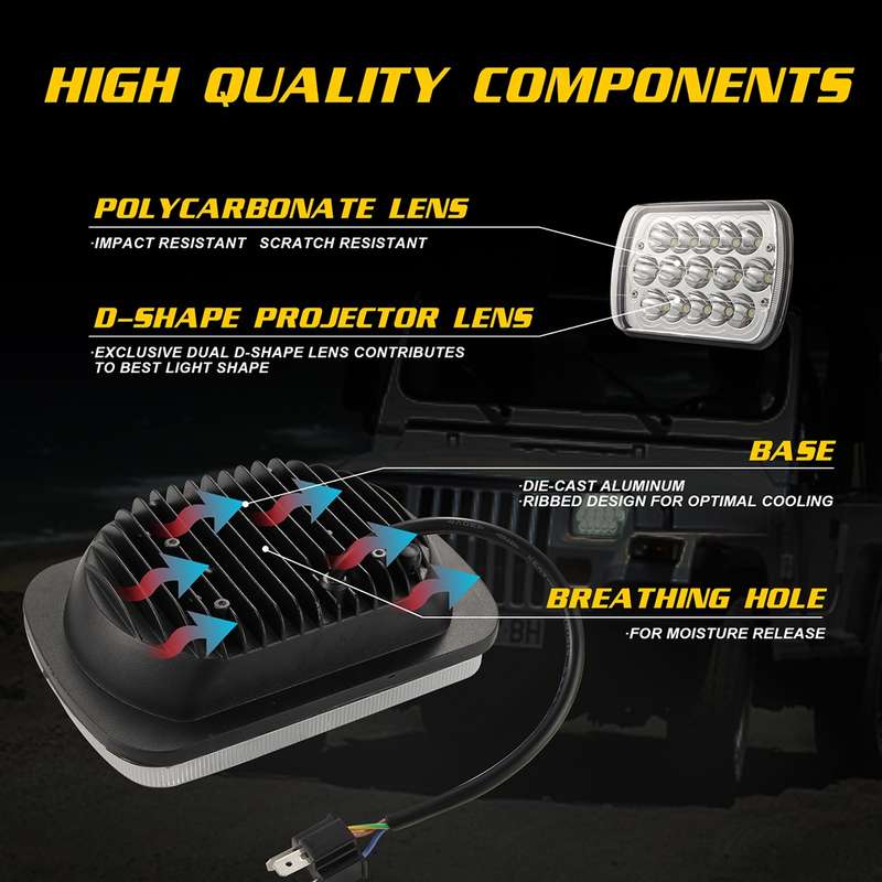 7 inch 5X7 H4 15W DC 9-30V 1500LM IP67 Car Truck Off-road Vehicle LED Work Lights / Headlight, with