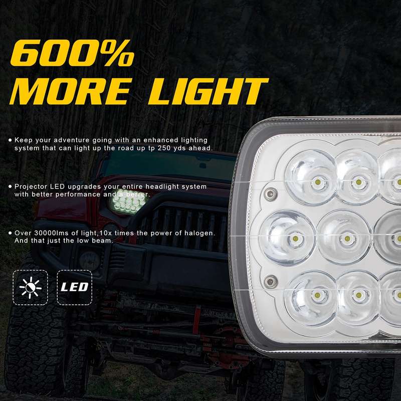 7 inch 5X7 H4 15W DC 9-30V 1500LM IP67 Car Truck Off-road Vehicle LED Work Lights / Headlight, with