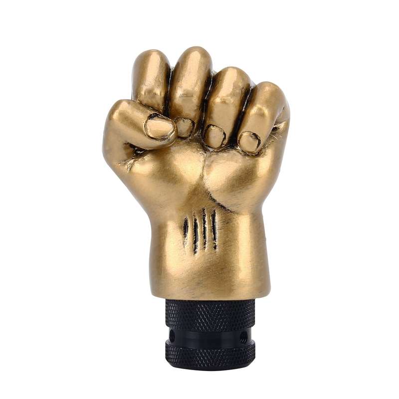 Universal Fist Shape Aluminum Manual or Automatic Gear Shift Knob Compatible with Three Rubber Cover