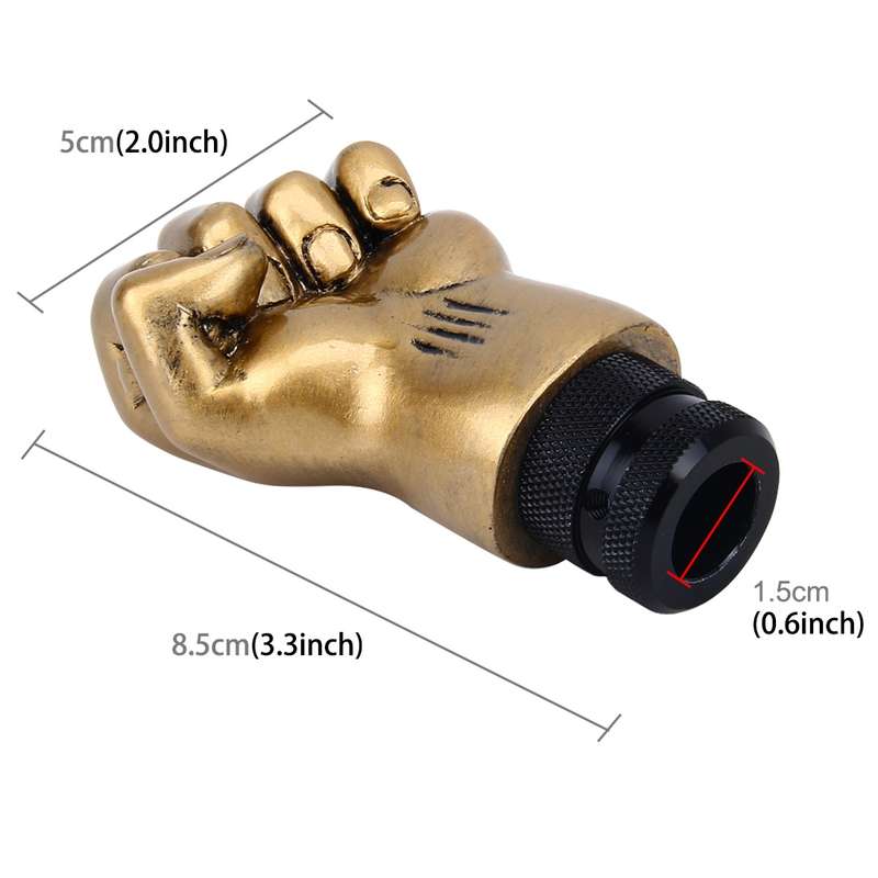 Universal Fist Shape Aluminum Manual or Automatic Gear Shift Knob Compatible with Three Rubber Cover
