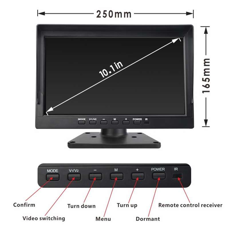 PZ612-4AHD IP67 120 Degree Car AHD 1080P 2 Megapixels 10 inch 4-Way Rearview Mirror Monitor, Night V