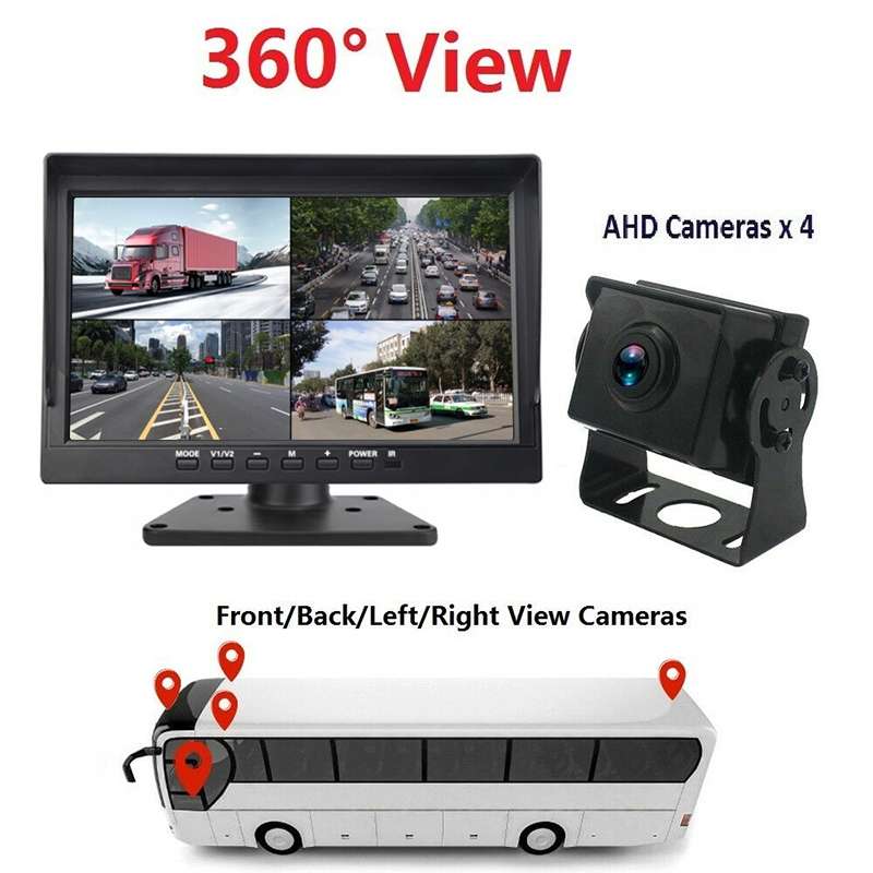 PZ612-4AHD IP67 120 Degree Car AHD 1080P 2 Megapixels 10 inch 4-Way Rearview Mirror Monitor, Night V