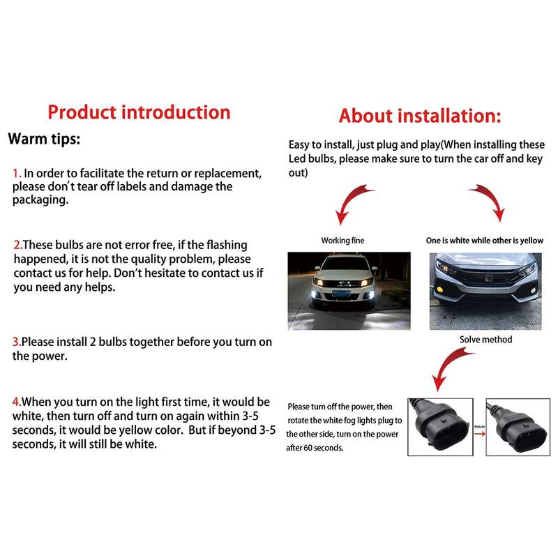 2 PCS EV15 9005 / 9006 DC9-32V / 6W / IP67 Car LED Double Color Fog Light, Cold White Light + Amber