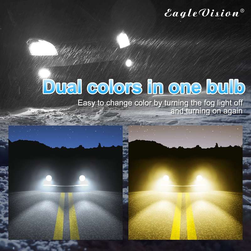 2 PCS EV15 9005 / 9006 DC9-32V / 6W / IP67 Car LED Double Color Fog Light, Cold White Light + Amber