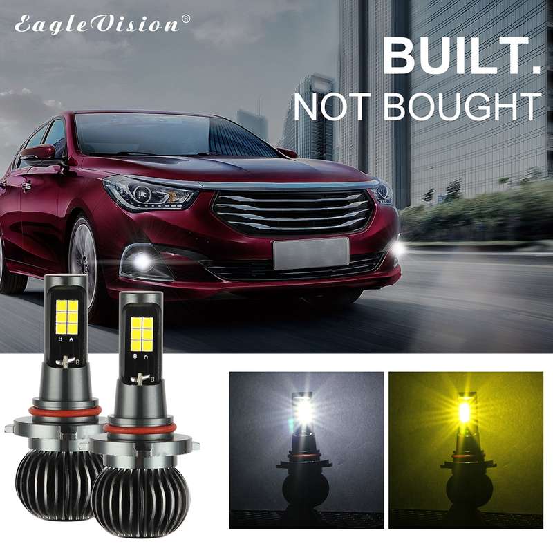 2 PCS EV15 9005 / 9006 DC9-32V / 6W / IP67 Car LED Double Color Fog Light, Cold White Light + Amber