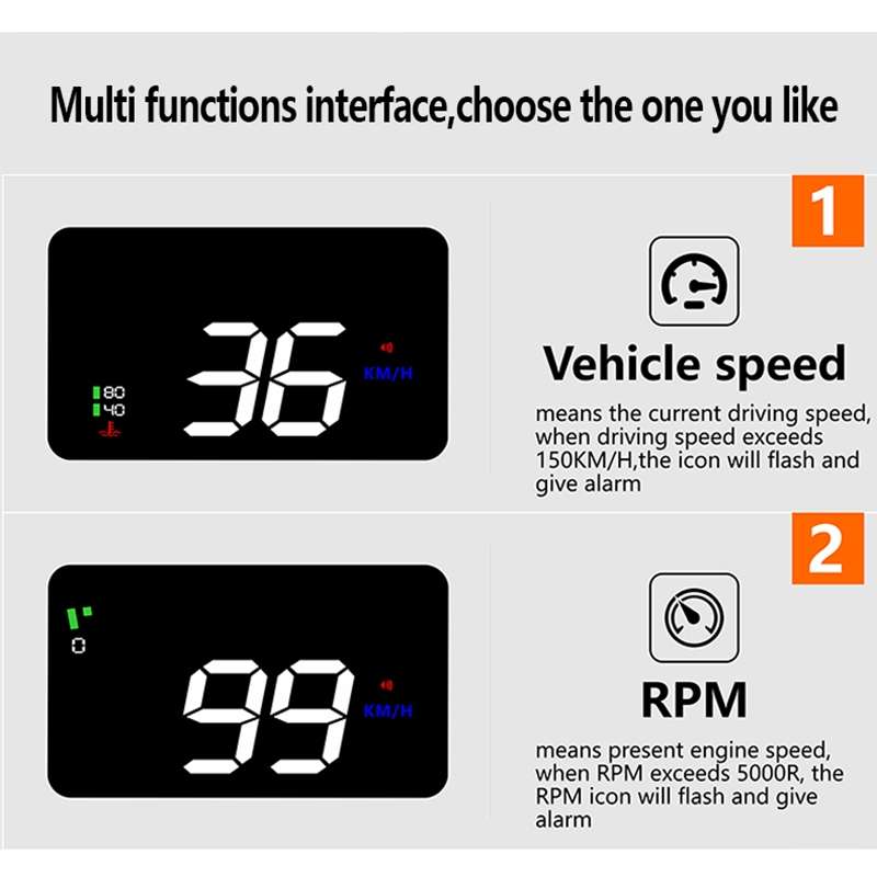 A900 OBD2 3.5 inch Vehicle-mounted Head Up Display Security System, Support Car Speed / Engine Revol