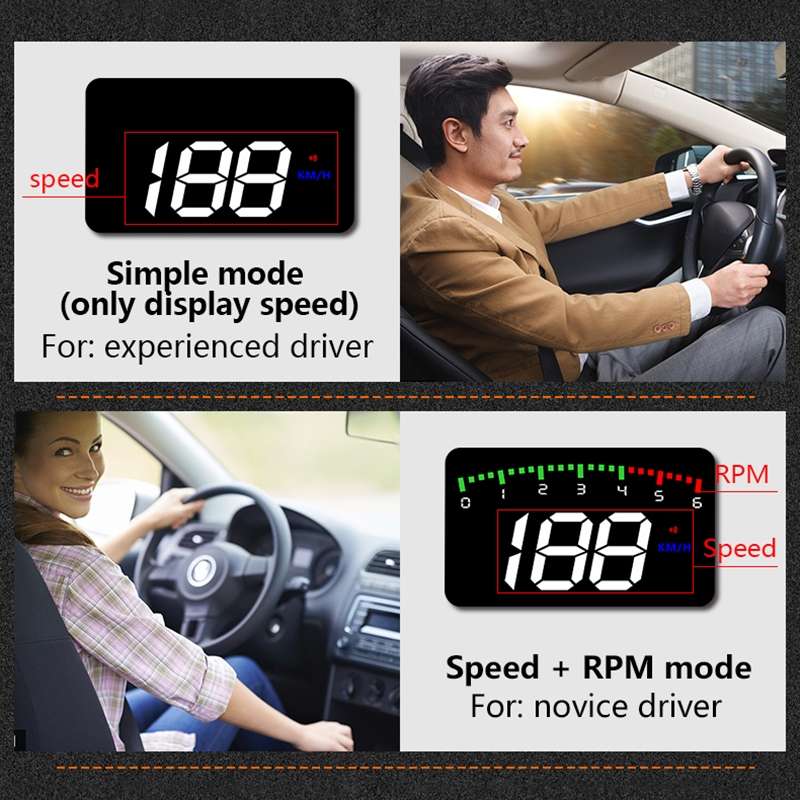 A900 OBD2 3.5 inch Vehicle-mounted Head Up Display Security System, Support Car Speed / Engine Revol