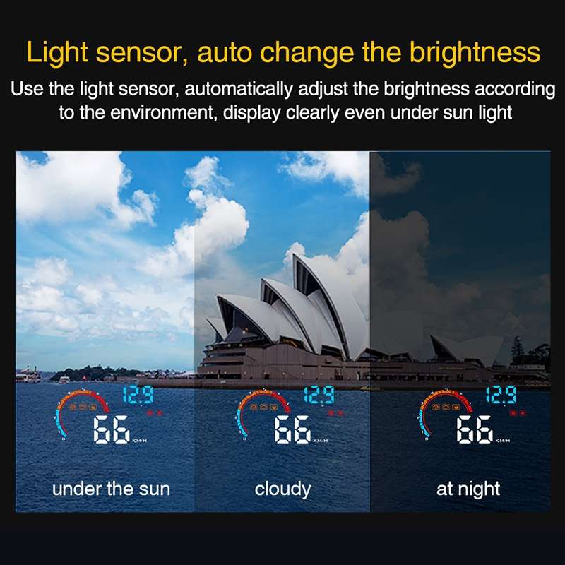 D2500 OBD2+GPS 4 inch Vehicle-mounted Head Up Display Security System, Support Car Speed / Engine Re