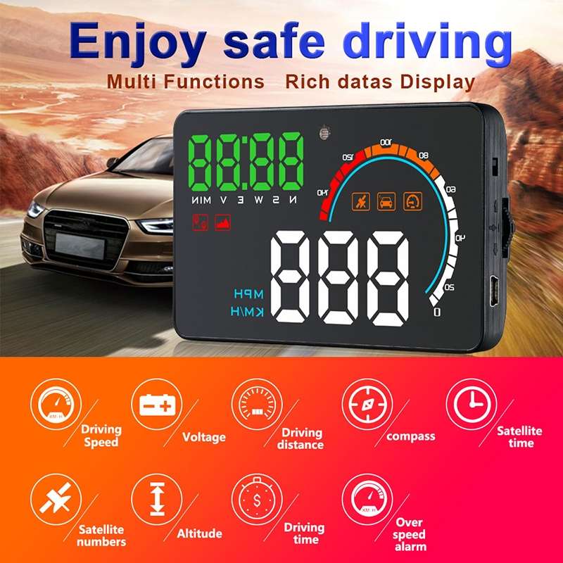 Q5 GPS 4 inch Vehicle-mounted Head Up Display Security System, Support Running Speed & Direction & D