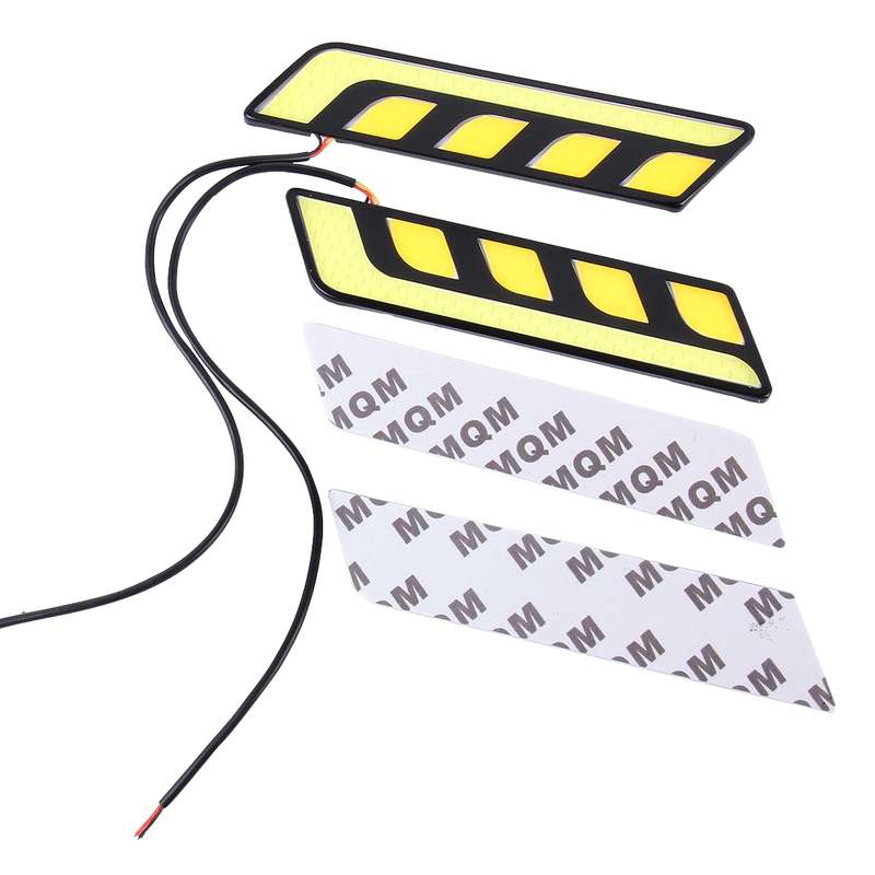 2 PCS DC 12V 10W 800LM 5500K Car DRL Daytime Running Lights Lamp,Cable Length:25cm(White Light + Yel