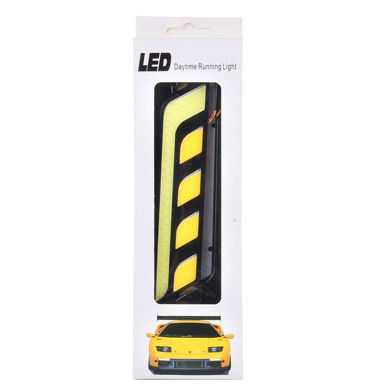 2 PCS DC 12V 10W 800LM 5500K Car DRL Daytime Running Lights Lamp,Cable Length:25cm(White Light + Yel