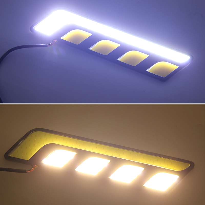 2 PCS DC 12V 10W 800LM 5500K Car DRL Daytime Running Lights Lamp,Cable Length:25cm(White Light + Yel
